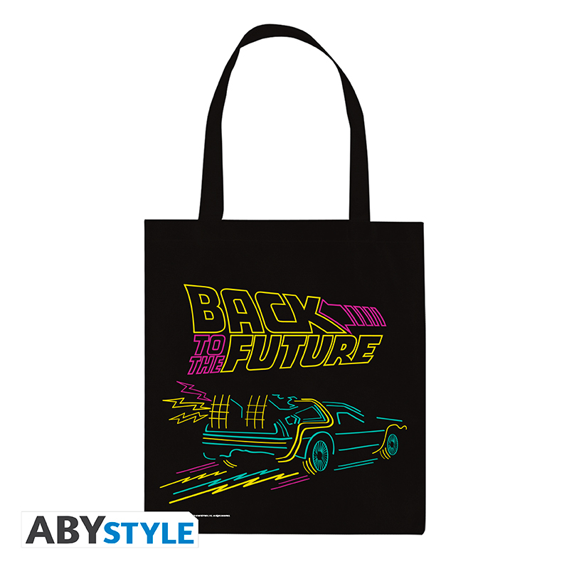 Neon DeLorean Tote Bag