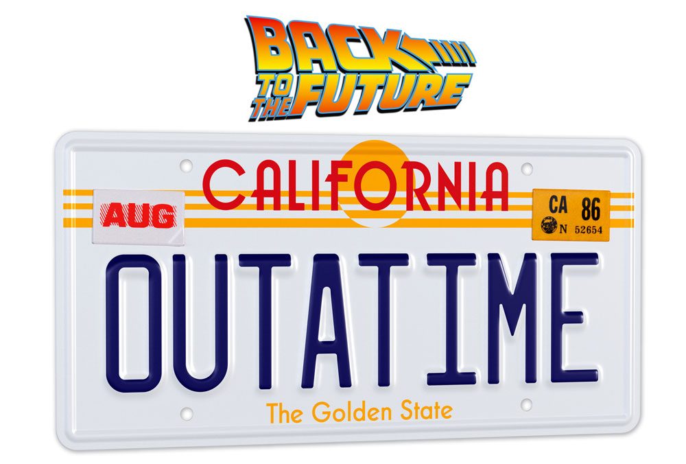 OUTATIME License Plate (blue font)