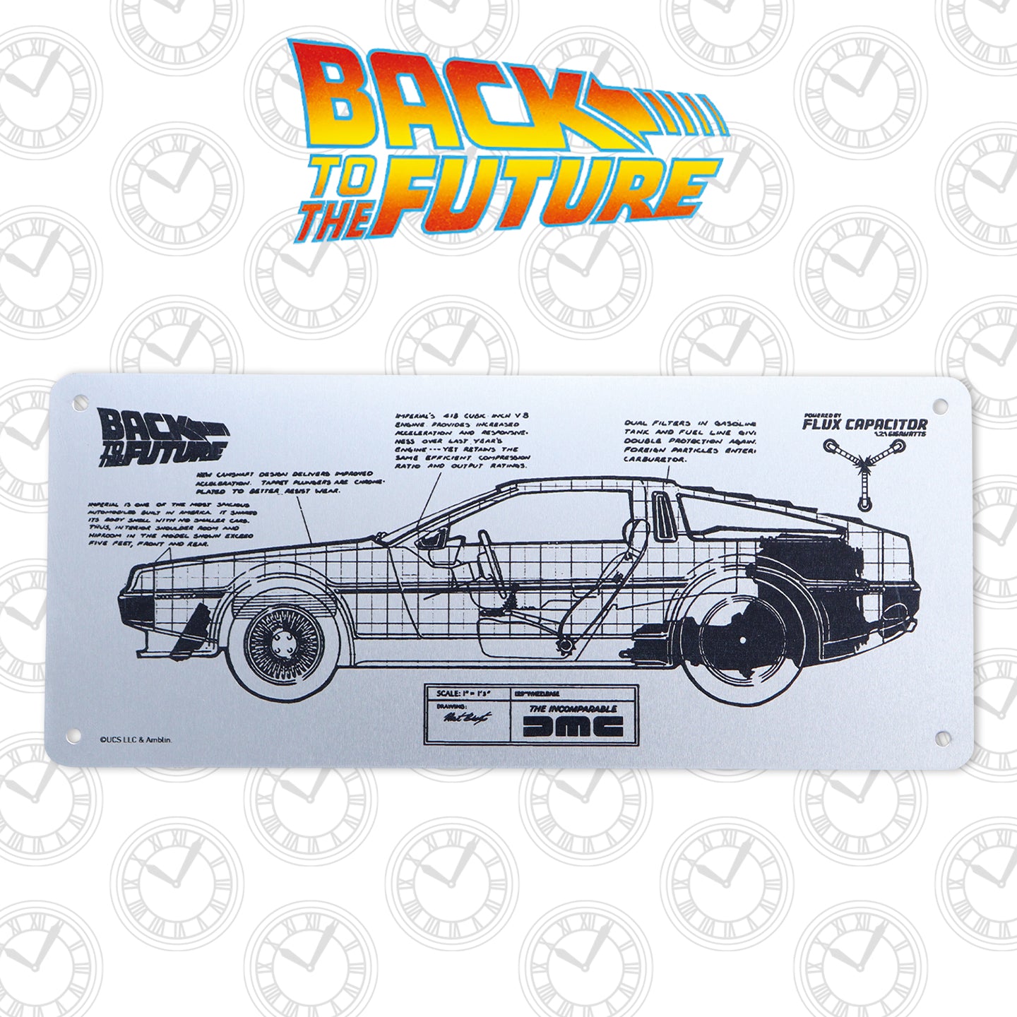 DeLorean Schematic Metal Plate