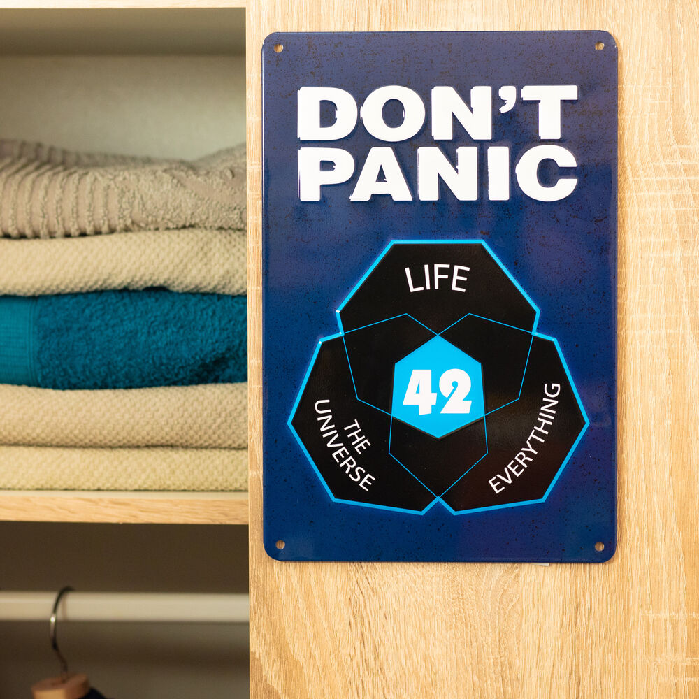 42 Don't Panic Metal Plate
