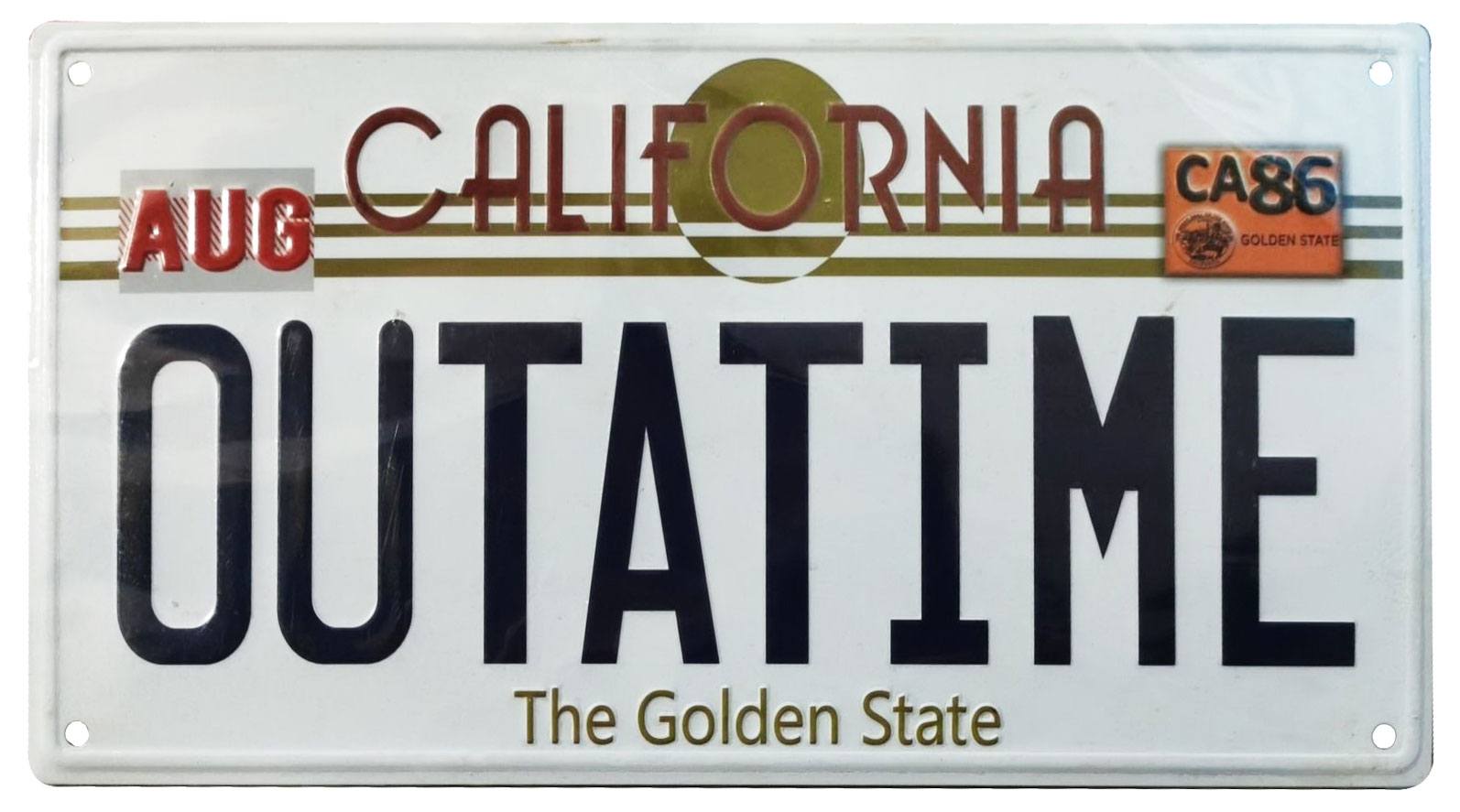 OUTATIME License Plate (black font)