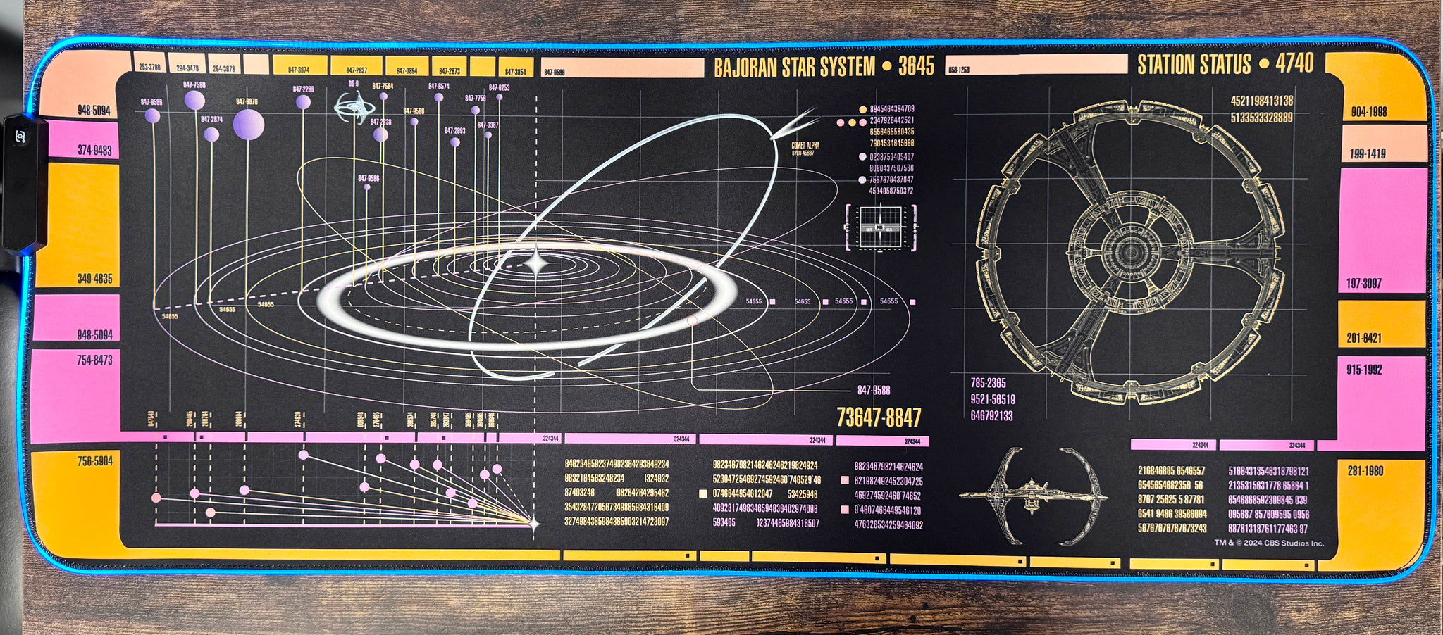 LCARS DS9 Desk Pad with LED border